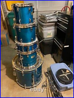 Mapex M Series 5-piece Drum Set Kit Teal Blue 22, 14, 14, 12, 10 w throne, etc