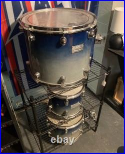 Mapex Saturn Series 4 Pc Drum Set (Teal Blue Fade) 22 Kick Rack Toms Floor Tom