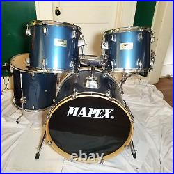 Mapex V Series Blue 5 Piece Drum Set Drums Only with Snare Stand and Drum Throne