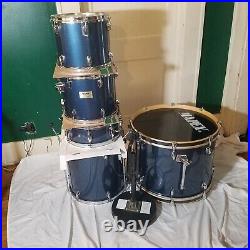 Mapex V Series Blue 5 Piece Drum Set Drums Only with Snare Stand and Drum Throne