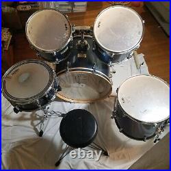 Mapex V Series Blue 5 Piece Drum Set Drums Only with Snare Stand and Drum Throne