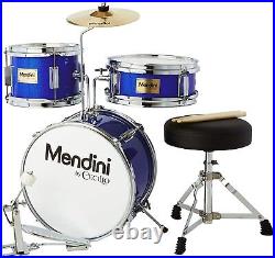 Mendini By Cecilio 1 Kids Hardwood Drum Set Kit with3 Drums Royal Blue Metallic