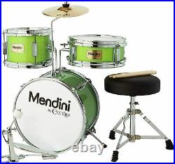 Mendini By Cecilio Kids Drum Set, Junior Kit with 4 Drums Green Metallic