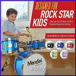 Mendini By Cecilio Kids Drum Set, Junior Kit with 4 Drums Green Metallic