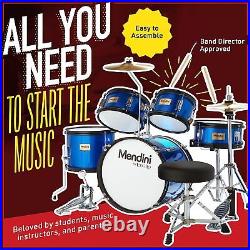 Mendini By Cecilio Kids Drum Set Starter Drums with Bass, Toms, Snare, Silver