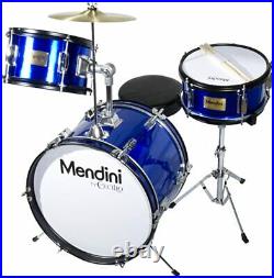 Mendini By Cecilio MJDS-3-BL 3-Piece Kids Drum Set (16), Blue Metallic