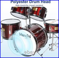 Mendini By Cecilio MJDS-5-WR Wood 5 Pieces Drum Set with Bass, Red Wine Metallic