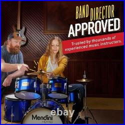 Mendini By Cecilio MJDS-5-WR Wood 5 Pieces Drum Set with Bass, Red Wine Metallic