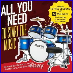 Mendini Kids Starter Drum Set 5 Piecewith Bass, Toms, Snare Blue Metallic Mendini Kids Starter Drum Set 5 Piecewith Bass, Toms, Snare Blue Metallic