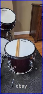 Mendini by Cecilio Kids Drum Set 5 Piece Full 16in Youth Drumset with Bass