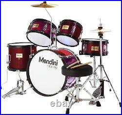 Mendini by Cecilio MJDS-5-WR Kids 16 Drum Set, 5 Pieces Red Wine Metallic