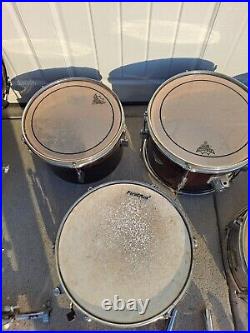 Mixed Brands Drum set used 2 bass drums, 2 snares, 3 Tom's, 1 cymbal, 1 high hat