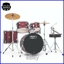 NEW Mapex Rebel 5-Piece Drum Set Kit with Hardware & Cymbals Red RB5044FTCDR