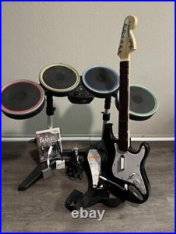 Nintendo Wii Rock Band Bundle Drums, Guitar, Dongles, Pedal And Beatles