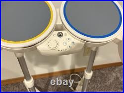 Nintendo Wii Rock Band Drum Set Wireless Bundle With GUITAR Drum Sticks Foot pedal