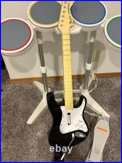 Nintendo Wii Rock Band Drum Set Wireless Bundle With GUITAR Drum Sticks Foot pedal