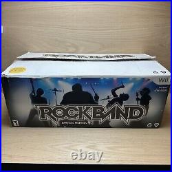 Nintendo Wii Rock Band Special Edition Bundle Guitar Drums Game Mic Dongle Box