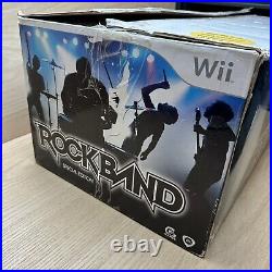 Nintendo Wii Rock Band Special Edition Bundle Guitar Drums Game Mic Dongle Box