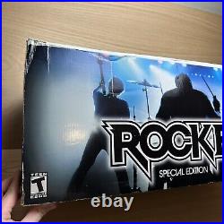 Nintendo Wii Rock Band Special Edition Bundle Guitar Drums Game Mic Dongle Box