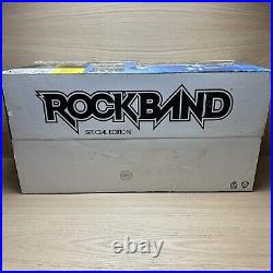 Nintendo Wii Rock Band Special Edition Bundle Guitar Drums Game Mic Dongle Box