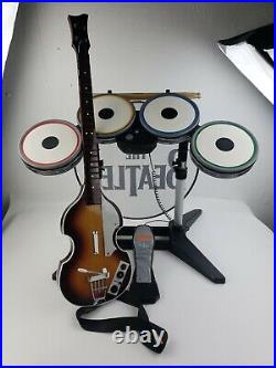 Nintendo Wii The Beatles Rock Band Set Drums, Hofner Guitar NO Dongles