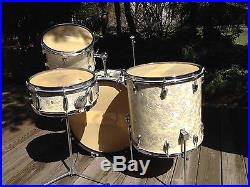 No Name White Marine Pearl 4-piece Drumset -Slingerland style lugs & Hoopes