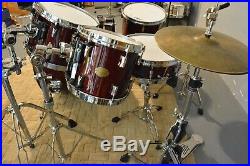 Noble & Cooley CD Maple 5 pc Drum Set Cherry Gloss Finish w Pearl Optimounts Etc