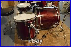 Noble & Cooley CD Maple 5 pc Drum Set Cherry Gloss Finish w Pearl Optimounts Etc