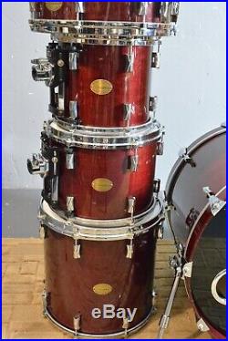 Noble & Cooley CD Maple 5 pc Drum Set Cherry Gloss Finish w Pearl Optimounts Etc