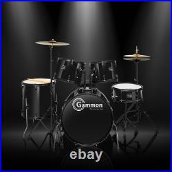 OPEN BOX 5-Piece Adult Drum Set, Full Size Beginner Kit Black OPEN BOX 5-Piece Adult Drum Set, Full Size Beginner Kit Black