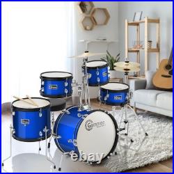 OPEN BOX 5-Piece Beginner Junior Drum Set with Stool & Stands Blue