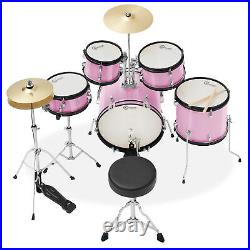 OPEN BOX 5-Piece Beginner Junior Drum Set with Stool & Stands Pink