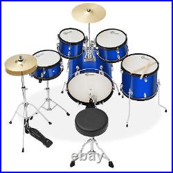 OPEN BOX 5-Piece Junior Drum Set, Beginner Kit with Stool, Stands Blue