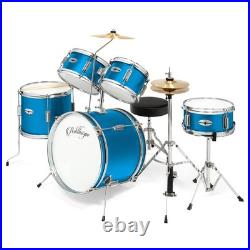 OPEN BOX 5-Piece Junior Drum Set with Brass Cymbals Beginner Kit Blue OPEN BOX 5-Piece Junior Drum Set with Brass Cymbals Beginner Kit Blue