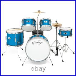 OPEN BOX 5-Piece Junior Drum Set with Brass Cymbals Beginner Kit Blue OPEN BOX 5-Piece Junior Drum Set with Brass Cymbals Beginner Kit Blue