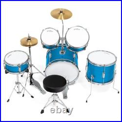 OPEN BOX 5-Piece Junior Drum Set with Brass Cymbals Beginner Kit Blue OPEN BOX 5-Piece Junior Drum Set with Brass Cymbals Beginner Kit Blue
