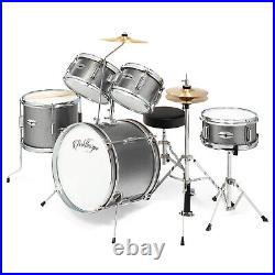 OPEN BOX 5-Piece Junior Drum Set with Brass Cymbals Starter Kit Silver