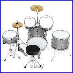 OPEN BOX 5-Piece Junior Drum Set with Brass Cymbals Starter Kit Silver