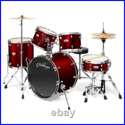 OPEN BOX 5pc Red Complete Drum Set Remo Heads, Brass Cymbals OPEN BOX 5pc Red Complete Drum Set Remo Heads, Brass Cymbals