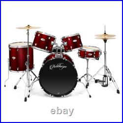 OPEN BOX 5pc Red Complete Drum Set Remo Heads, Brass Cymbals OPEN BOX 5pc Red Complete Drum Set Remo Heads, Brass Cymbals