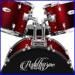 OPEN BOX 5pc Red Complete Drum Set Remo Heads, Brass Cymbals OPEN BOX 5pc Red Complete Drum Set Remo Heads, Brass Cymbals
