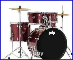 PDP Center Stage Complete 5 Piece Drum Set 10/12/14/20/14 Ruby Red Sparkle