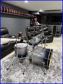 PDP Concept Maple 5-piece Silver-to-Black Fade Acoustic Drum Set w Meinl Cymbals
