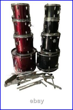 PDP Drum Set Chrome Hardware Black 1st Set. PDP Set ruby red 2nd Set