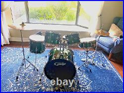 PDP by DW Z5 Series 5-Piece Forest Green Drum Set NEAR MINT with Cymbals & Sticks