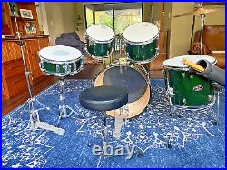 PDP by DW Z5 Series 5-Piece Forest Green Drum Set NEAR MINT with Cymbals & Sticks