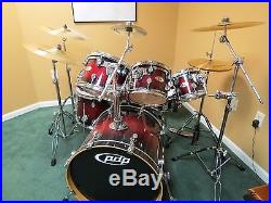 PDP x7 Acoustic Drum Set Maple Red to Black Fade