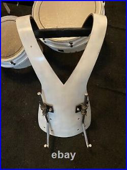 PREMIER Made in England Vintage 4 White Piece Marching Band Drum Set & REMO Head