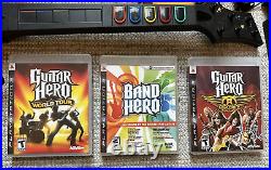 PS3 Guitar Hero World Tour Band Hero Bundle Drum Set Guitar 3 games New Cables