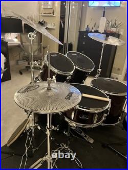 Pearl 5-Piece Acoustic Drum Kit. Db1 heads and Sabian quiet tone cymbals